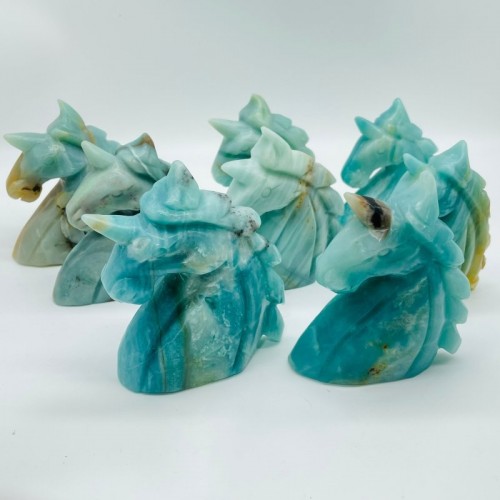 8 Pieces Caribbean Calcite Unicorn Carving