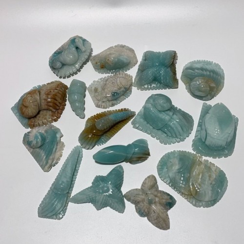 16 Pieces Caribbean Calcite Sea Animals Carving Wholesale