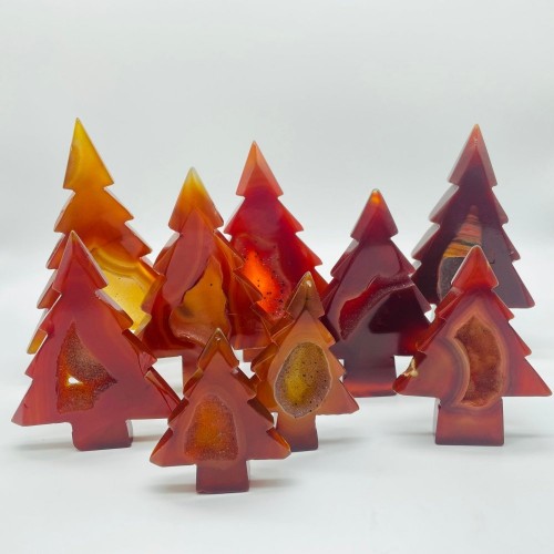 Carnelian Geode Pine Tree Christmas Tree Carving Wholesale