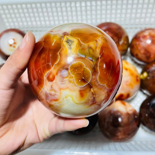 13 Pieces Large Carnelian Stone Spheres