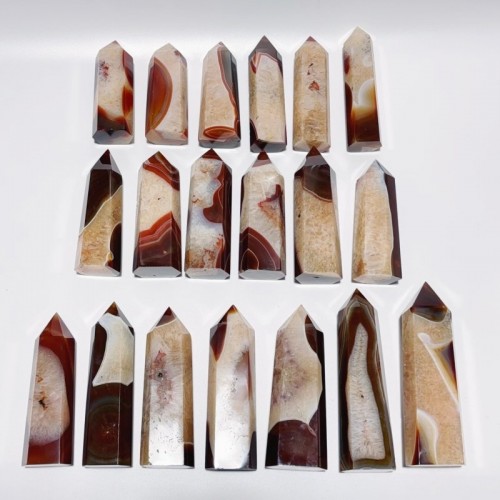 19 Pieces Large Carnelian Mixed Quartz Crystal Tower