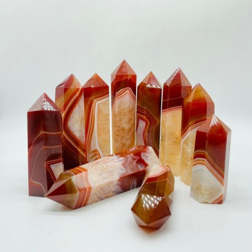 Carnelian Stripe Agate Mixed Quartz Points Wholesale