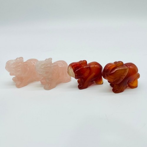 Rose Quartz&Carnelian Elephant Carving Wholesale