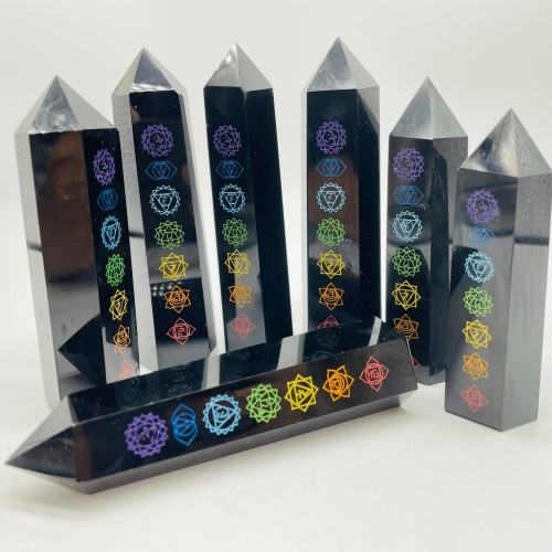 7 Chakras Obsidian Tower Points Crystal Wholesale