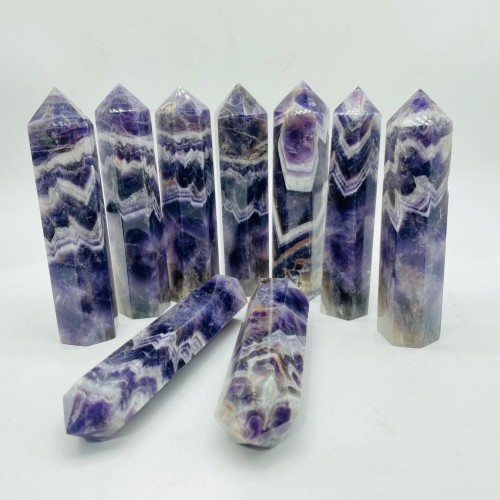 4-5in Dream Amethyst Chevron Point Tower Wholesale