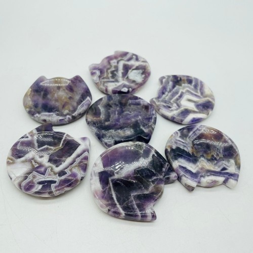 Cat Head Shape Chevron Amethyst Carving Wholesale