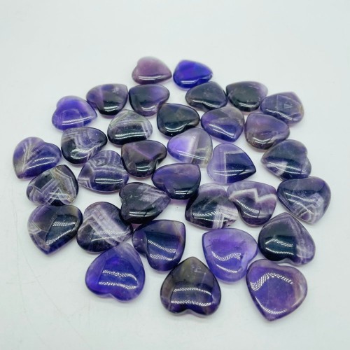 Transparent High Quality Chevron Amethyst Heart 0.78in(2cm) Wholesale