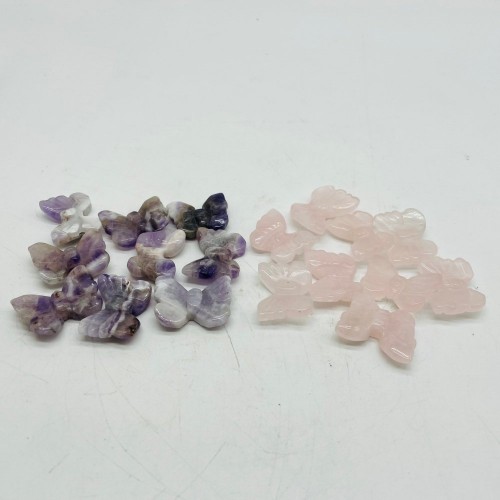 Chevron Amethyst & Rose Quartz Butterfly Carving Animal Wholesale