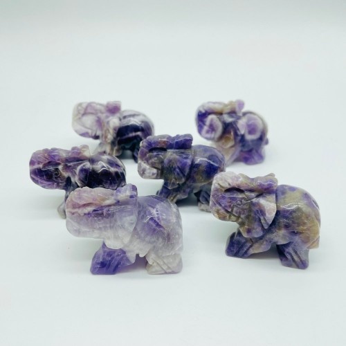 Chevron Amethyst Elephant Crystals Carving Wholesale