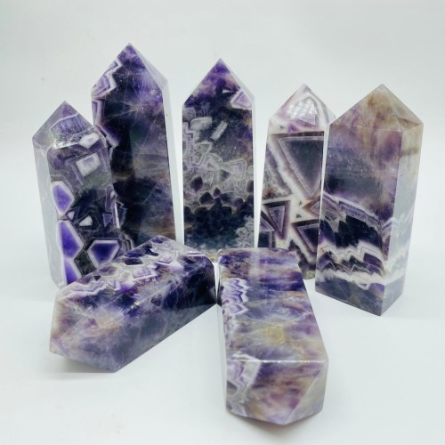 Chevron Amethyst Four-Sided Tower Point Wholesale