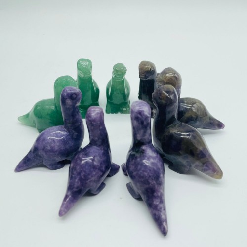 3 Types Stone Dinosaur Chevron Amethyst & Green Aventurine Carving Wholesale