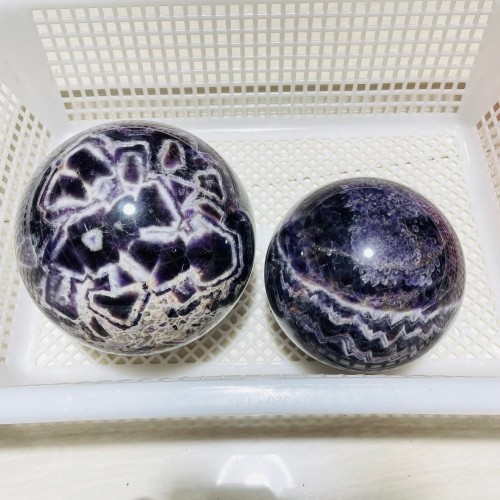 2 Pieces Large Chevron Amethyst Sphere