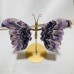 5 Pairs Large Chevron Amethyst Butterfly Carving With Stand