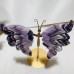 5 Pairs Large Chevron Amethyst Butterfly Carving With Stand