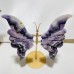 5 Pairs Large Chevron Amethyst Butterfly Carving With Stand