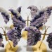 5 Pairs Large Chevron Amethyst Butterfly Carving With Stand