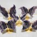 5 Pairs Large High Quality Chevron Amethyst Butterfly Carving With Stand