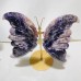 5 Pairs Large High Quality Chevron Amethyst Butterfly Carving With Stand