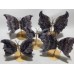 5 Pairs Large High Quality Chevron Amethyst Butterfly Carving With Stand