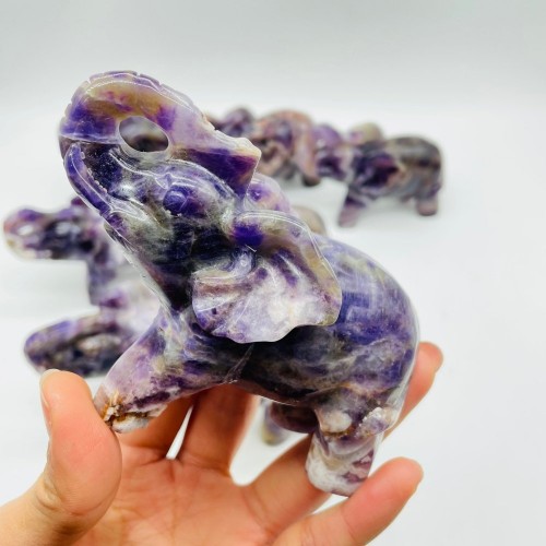 8 Pieces Beautiful Chevron Amethyst Elephant Carving