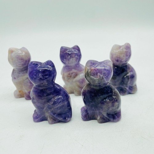 Chevron Amethyst Cat Carving Wholesale