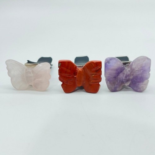 Butterfly Crystal Car Air Vent Clips Car Accessories Rose Quartz Red Jasper