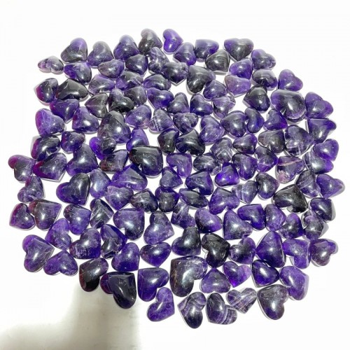 127 Pieces High Quality Deep Purple Chevron Amethyst Heart Crystal