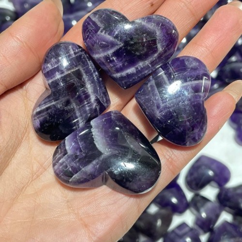 190 Pieces High Quality Deep Purple Chevron Amethyst Heart