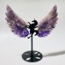 2 Pairs Chevron Amethyst Pegasus Wing Crystal Carving With Stand