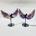 2 Pairs Chevron Amethyst Pegasus Wing Crystal Carving With Stand