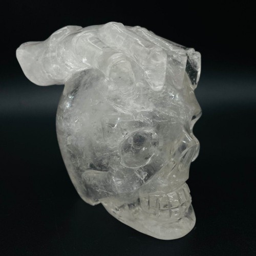 Unique Clear Quartz Skull With Hand Carving