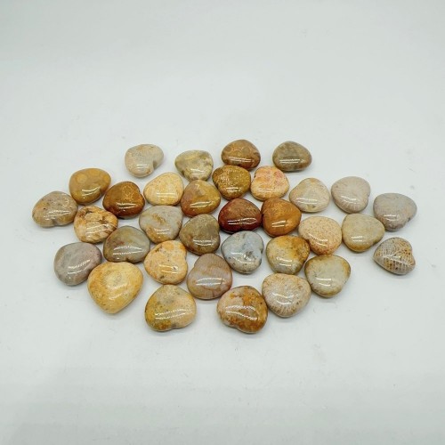 Natural Coral Jade Stone Heart Wholesale