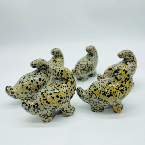 Cute Dalmatian Jasper Fat Dinosaur Carving Animals Wholesale