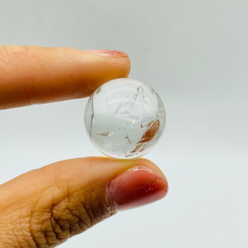 Enhydro Quartz Sphere With 2 Moving Bubbles And Rainbow