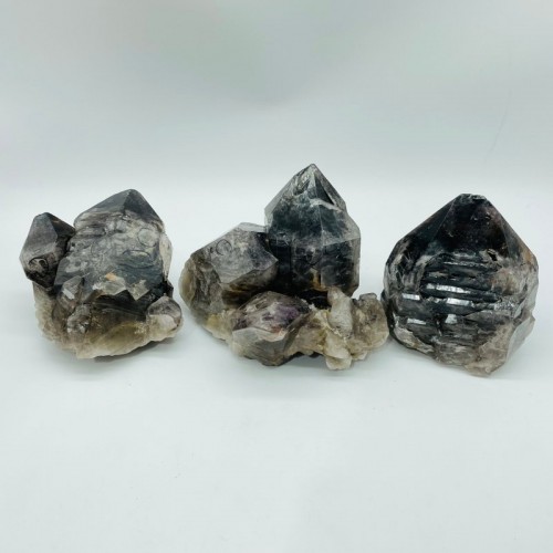 3 Pieces Enhydro Backbone Crystal Specimen Smoky Quartz Stone For Collection