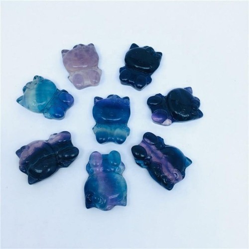 Colorful Rainbow Fluorite Crystal Hello Kitty