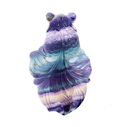 rainbow fluorite carving goldfish pendant