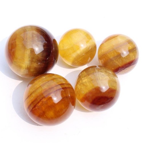 Natural Yellow Fluorite Sphere Ball Wholesale