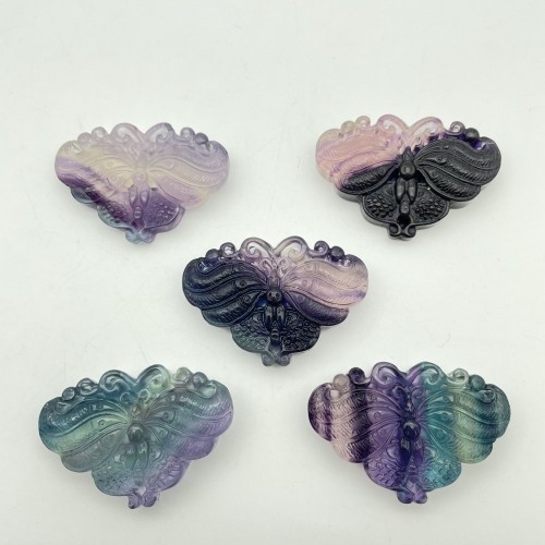 Rainbow Fluorite Butterfly Carving Wholesale