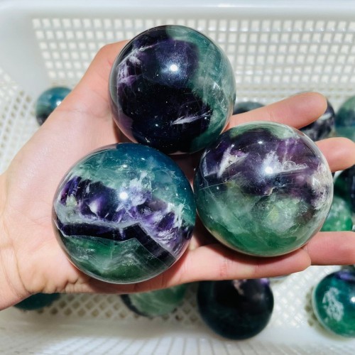 24 Pieces Feather Fluorite Sphere Ball