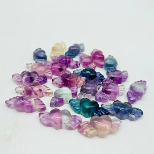 Mini Fluorite Heart Wing Carving Wholesale