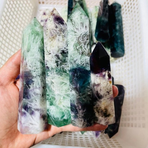 35 Pieces Feather Fluorite Tower Points