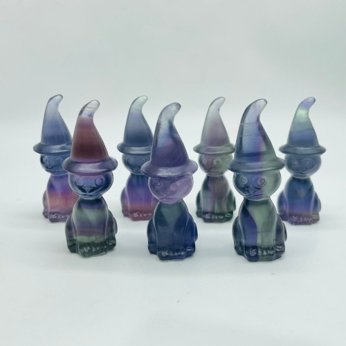 Fluorite Cat Wizard Carving Wholesale