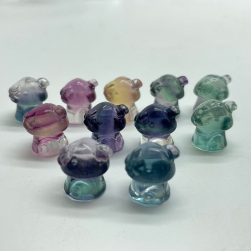 Mini Rainbow Fluorite Mushroom House Carving Wholesale