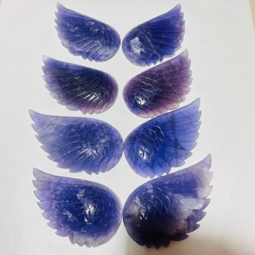 4 Pairs Large Purple Fluorite Angel Wing