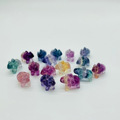 Rainbow Fluorite Mini Elephant Carving Wholesale