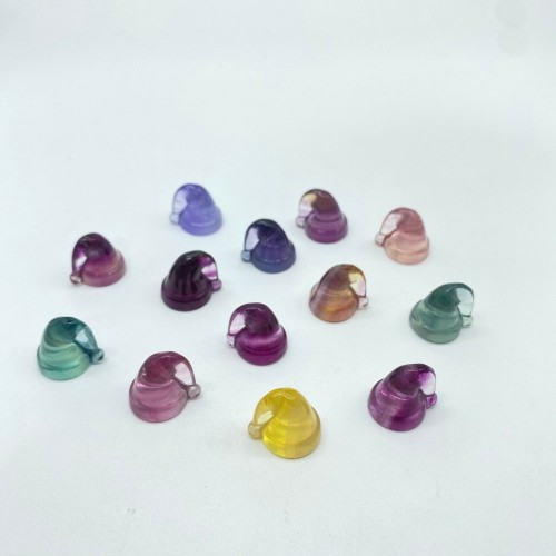 Rainbow Fluorite Mini Christmas Hat Carving Crystals Wholesale