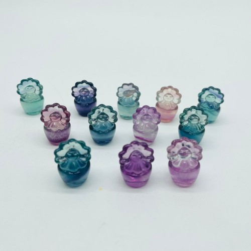 Rainbow Fluorite Carving Sun Flower Pot Wholesale