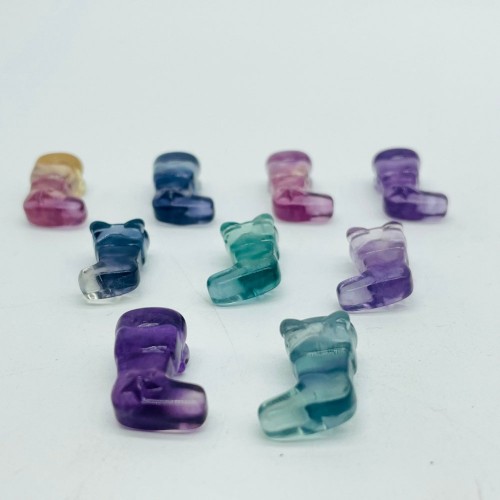 Rainbow Fluorite Sock Christmas Boots Carving Wholesale