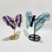 2 Pieces Rainbow Fluorite Butterfly Carving With Stand